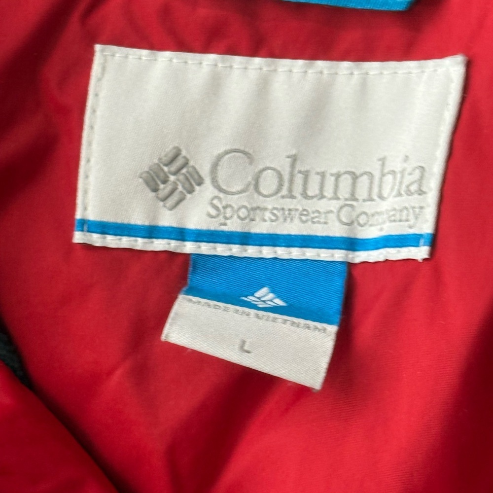 Columbia Red Gray Fleece-Lined Windbreaker Jacket Full Zip Outdoor Hiking Coat - Picture 5 of 10